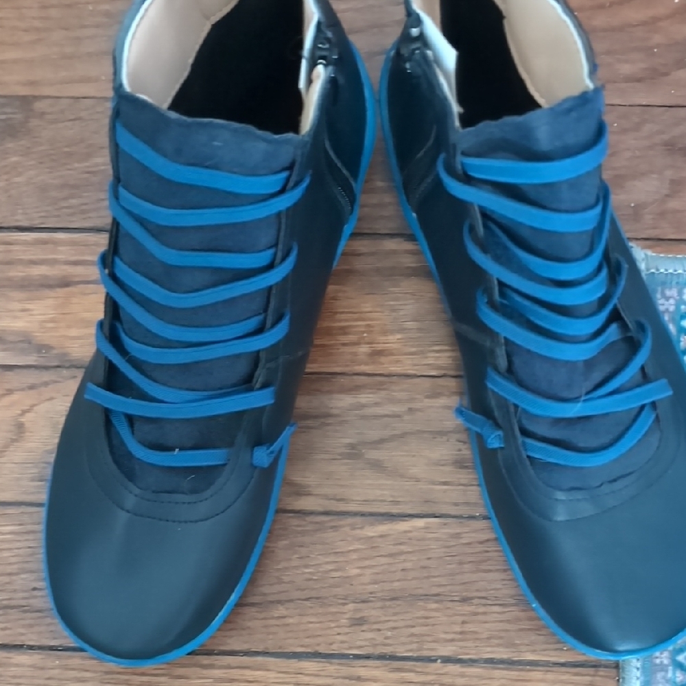 Miss Me Black and Blue Ankle Boots